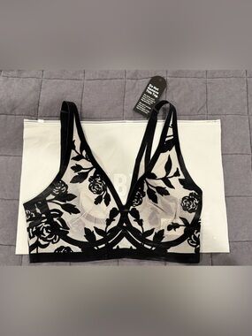 EBY Sheer Floral Mesh Bralette - Black